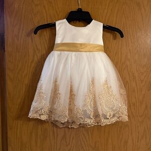 Gorgeous White and Gold Kids Dress